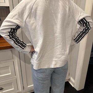 Athleta White Cotton Sweatshirt with stripe